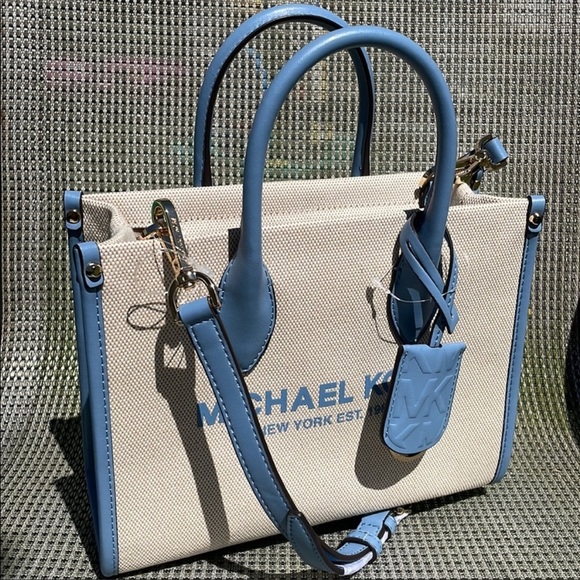 Michael Kors Mirella small shopper crossbody bag chambray blue canvas - Picture 11 of 11
